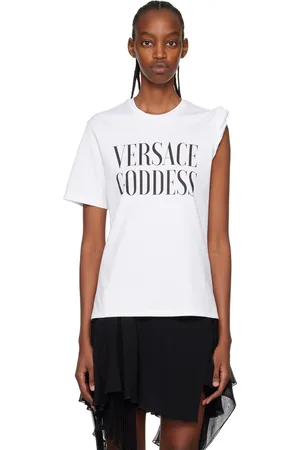 VERSACE White 'Goddess' Rolled T-Shirt