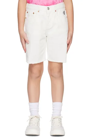 Maison Margiela Kids White Embroidered Denim Shorts