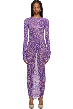 MUGLER Purple Star Midi Dress