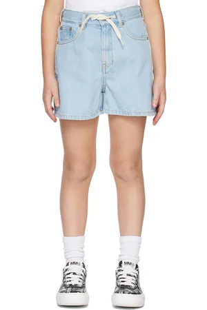 Maison Margiela Kids Blue Drawstring Denim Shorts