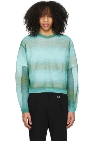 WOOYOUNGMI Blue & Green Gradient Stripe Sweater