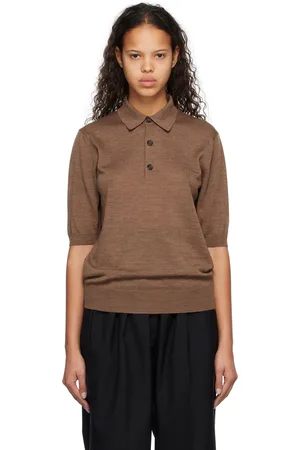 RAF SIMONS Brown Three-Button Polo