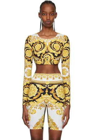 VERSACE White & Gold Printed Top