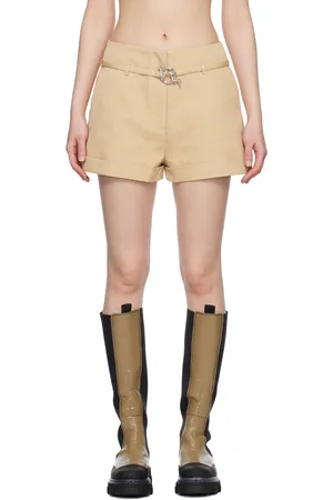 Ganni Khaki Belt Shorts
