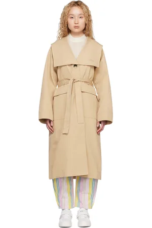 Ganni Khaki Oversized Trench Coat