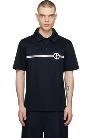 Armani Men Polo Shirts - Navy Embroidered Polo