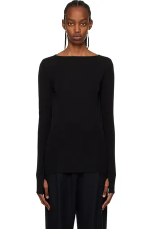 Totême Black Boat Neck Long Sleeve T-Shirt