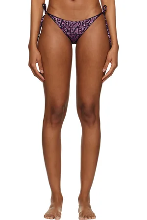 VERSACE Women Bikini Bottoms - Black Allover Bikini Bottom