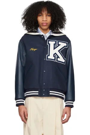 Kenzo Men Leather Jackets - Navy Paris Sailor Collar Jacket