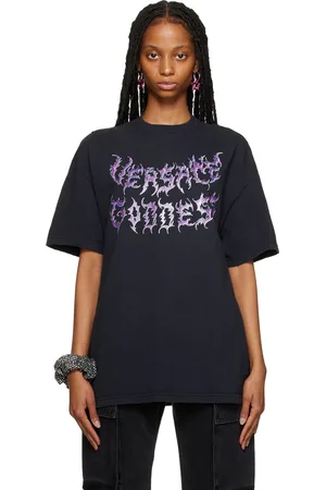 VERSACE Women T-shirts - Black Distressed T-Shirt