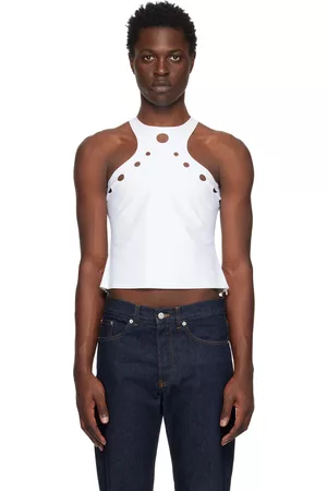 Jean Paul Gaultier Men Tank Tops - White Perforated Tank Top
