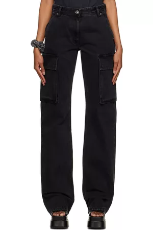 VERSACE Women Jeans - Black Flap Pocket Jeans