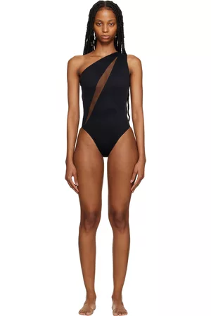 VERSACE Women Swimsuits - Black Slashed One-Piece Swimsuit