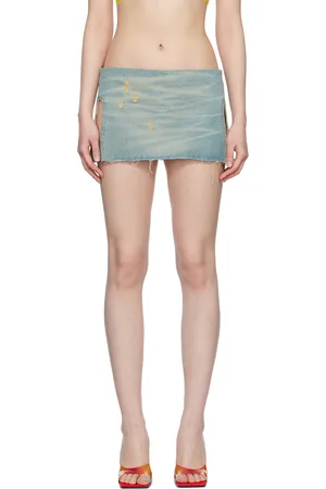 FAL-ASH Blue Vented Denim Miniskirt