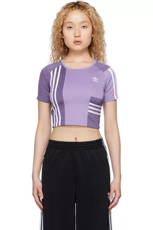 adidas Women T-shirts - Purple Paneled T-Shirt