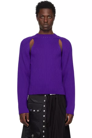 Jean Paul Gaultier Men Jumpers - Purple Cutout Sweater