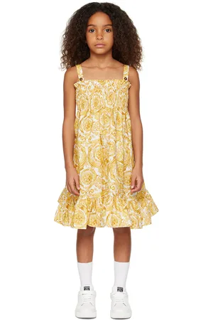 VERSACE Girls Dresses - Kids White & Yellow Barocco Dress