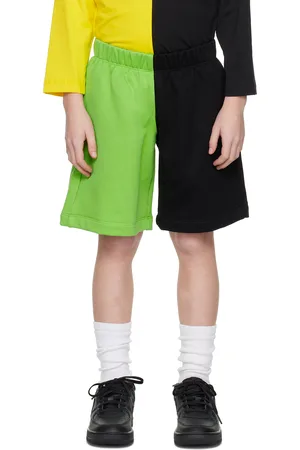 M’A Kids Kids Green & Black Colorblock Shorts