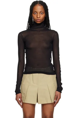 Helmut Lang Women Turtlenecks - Black Sheer Turtleneck