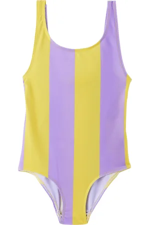 M’A Kids Girls Swimsuits - Kids Yellow & Purple Striped One-Piece Swimsuit