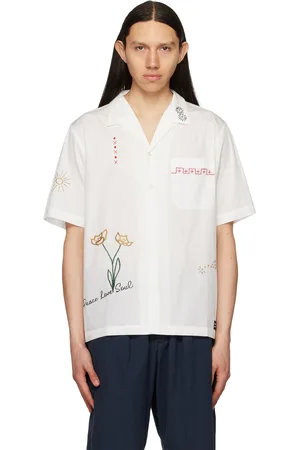 Universal Works Men Shirts - White Flower Mountain Edition Shirt