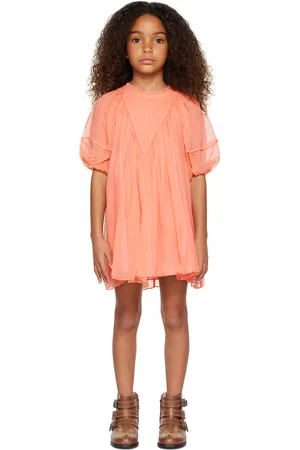Chloé Girls Dresses - Kids Orange Gathered Dress