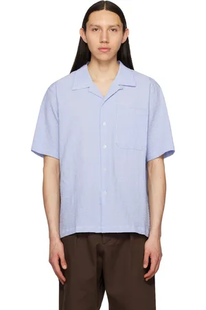 Universal Works Men Shirts - Blue Relaxed Shirt