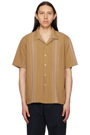 Universal Works Men Shirts - Brown Embroidered Shirt