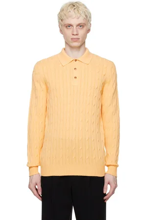 Ghiaia Cashmere Men Polo Shirts - Yellow Spread Collar Polo