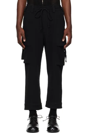 SONG FOR THE MUTE Men Cargo Pants - Black Tabbed Cargo Pants