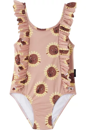 Daily Brat Girls Swimsuits - Kids Tan Sunny Dog One-Piece Swimsuit