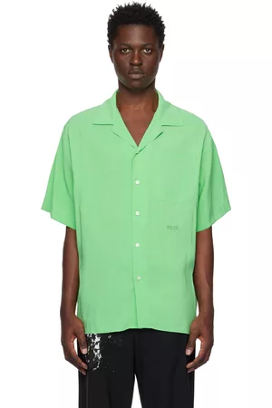 Msgm Men Shirts - Green Fluid Shirt