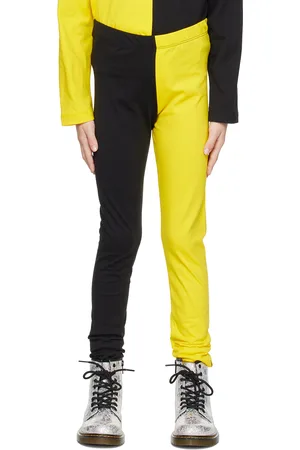 M’A Kids Kids Black & Yellow Color Block Leggings