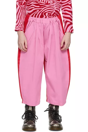 M’A Kids Pants - Kids Pink & Red Colorblock Trousers