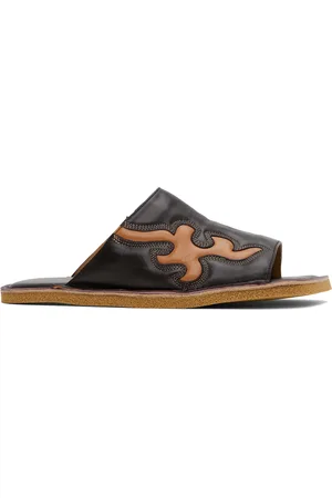 DRIES VAN NOTEN Brown Leather Slides