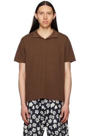 Universal Works Men Polo Shirts - Brown Vacation Polo