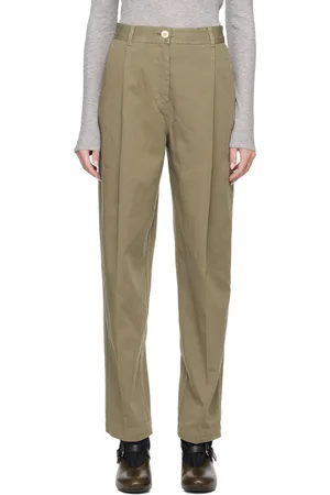 Dagmar Khaki Mid-Rise Trousers