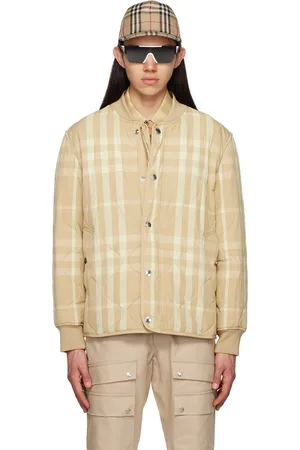 Burberry Men Bomber Jackets - Beige Check Bomber Jacket
