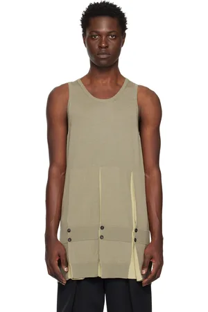 T/SEHNE SSENSE Exclusive Khaki Pleated Tank Top