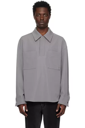 WOOYOUNGMI Men Polo Shirts - Gray Double Pocket Polo