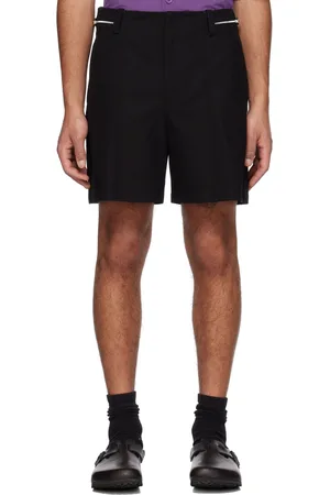 Solid Men Shorts - Black Zip Tab Shorts