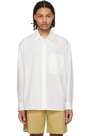 Solid Men Shirts - White Hidden Button Shirt