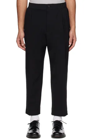 Solid Men Pants - Black Cropped Trousers
