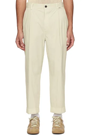Solid Beige Tapered Trousers