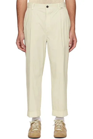 Solid Men Pants - Beige Tapered Trousers
