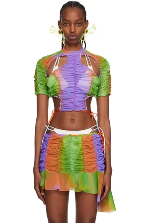 ESTER MANAS Multicolor Ruched Long Sleeve T-Shirt