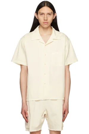 Les Tien Off-White Open Spread Collar Shirt