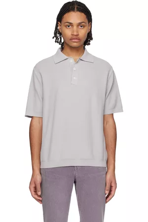 Solid Men Polo Shirts - Gray Three-Button Polo