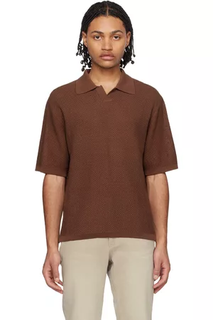 Solid Men Polo Shirts - Brown Open Placket Polo