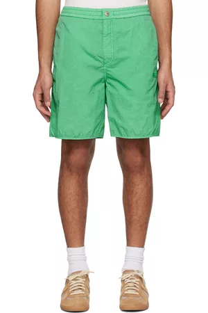 Solid Men Shorts - Green Embroidered Shorts